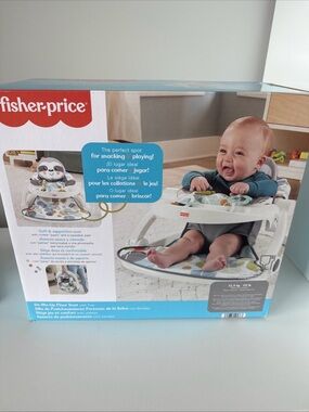 Fisher-Price Gray & White Sloth-Print Sit-Me-Up Floor Seat with Tray